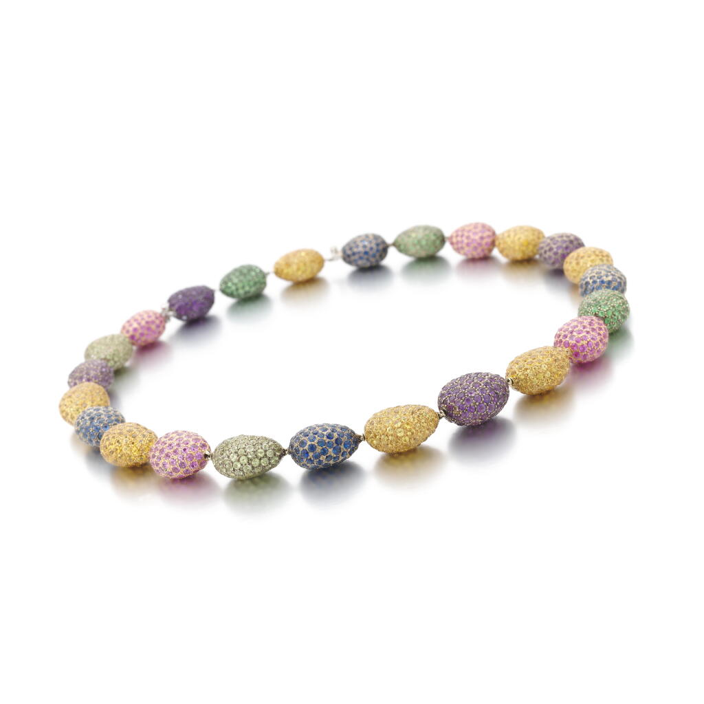 View full screen - View 1 of Lot 235. Gem set necklace | Collana gem set, 'Rainbow Beans'.