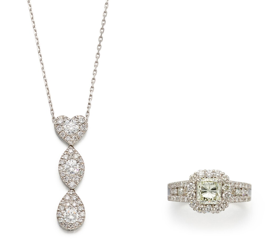 View full screen - View 1 of Lot 1833. Diamond Ring and Diamond Pendent Necklace | 鑽石戒指; 及 鑽石項鏈.