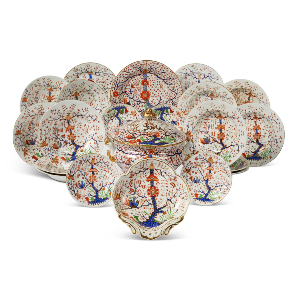 View full screen - View 1 of Lot 1136. A Worcester and Derby Composite 'Cherry Tree'-Pattern Part-Dinner Service, Circa 1825.