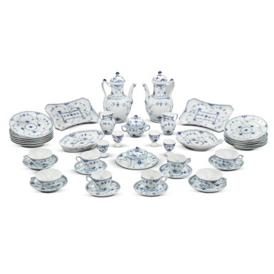 View full screen - View 1 of Lot 162. A Royal Copenhagen 'Blue Lace' pattern part breakfast service, 20th century.