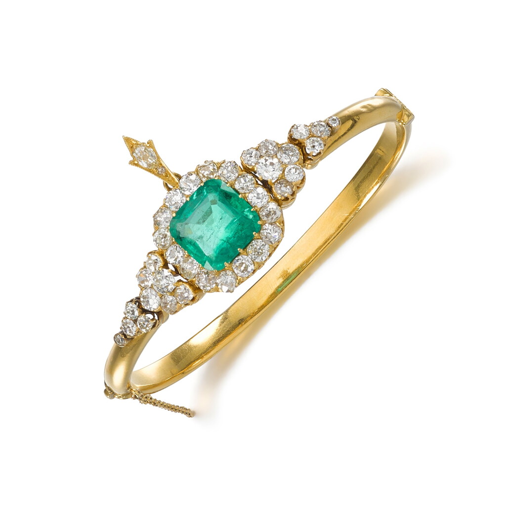 全萤幕检视 - 查看23Emerald and diamond pendant/bangle, late 19th century 的1