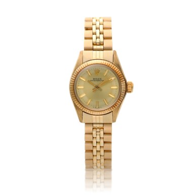 View full screen - View 1 of Lot 23. Reference 6719 Oyster Perpetual, A yellow gold automatic wristwatch with bracelet, Circa 1978.