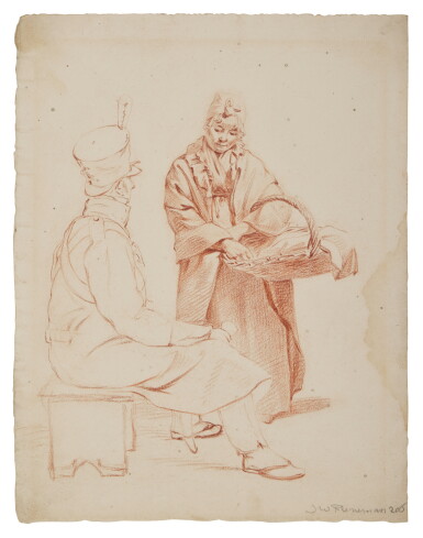 View full screen - View 1 of Lot 285. Soldier and a woman with a basket.
