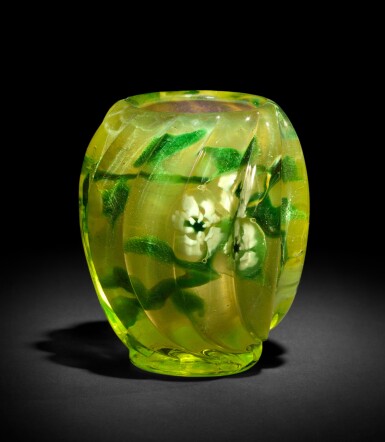 View full screen - View 1 of Lot 207. Carved "Dogwood" Paperweight Vase.