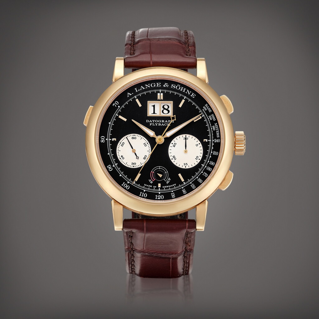 View full screen - View 1 of Lot 2261. Datograph Up/Down, Reference 405.031 A pink gold flyback chronograph wristwatch, with digital date display and power reserve indication, Circa 2021 | Datograph Up/Down 型號405.031 粉紅金飛返計時腕錶,備數位顯示日期及動力儲備,約2021年製.