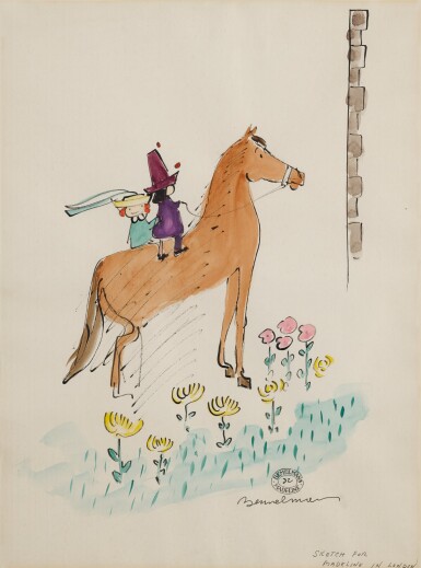 View full screen - View 1 of Lot 302. Sketch for 'Madeline in London' (Madeline and Pepito on Horseback).