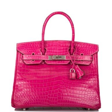 View full screen - View 1 of Lot 27. HERMÈS | SPECIAL ORDER (SO) FUCHSIA AND ROUGE GARANCE BIRKIN 30CM OF MATTE POROSUS CROCODILE BRUSHED WITH PALLADIUM HARDWARE.