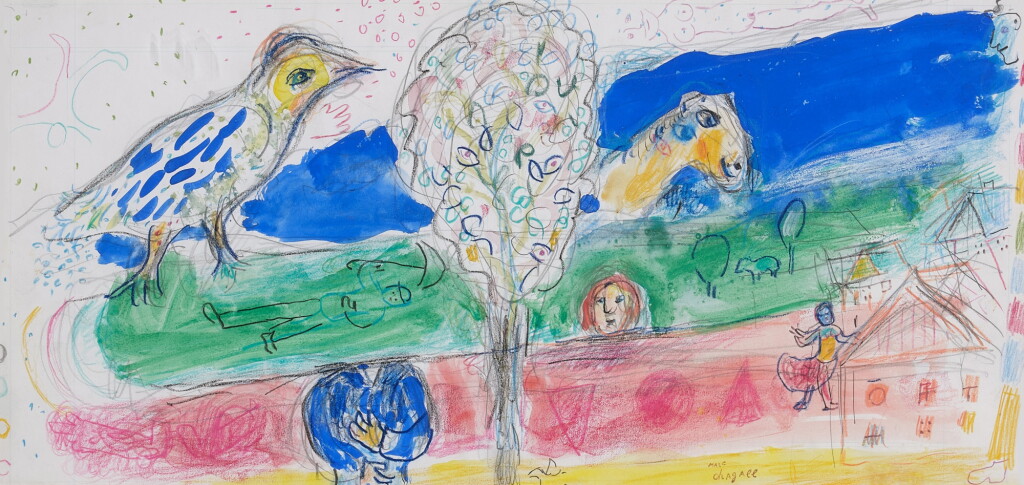 View full screen - View 1 of Lot 421. Gouache préparatoire pour la lithographie 'Le fleuve vert (M. 0728)'.