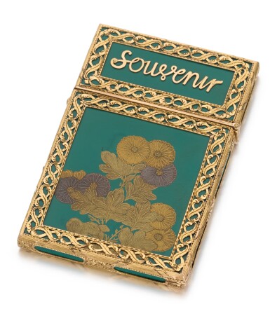 View full screen - View 1 of Lot 61. A gold-mounted lacquer souvenir, probably French, late 19th century.