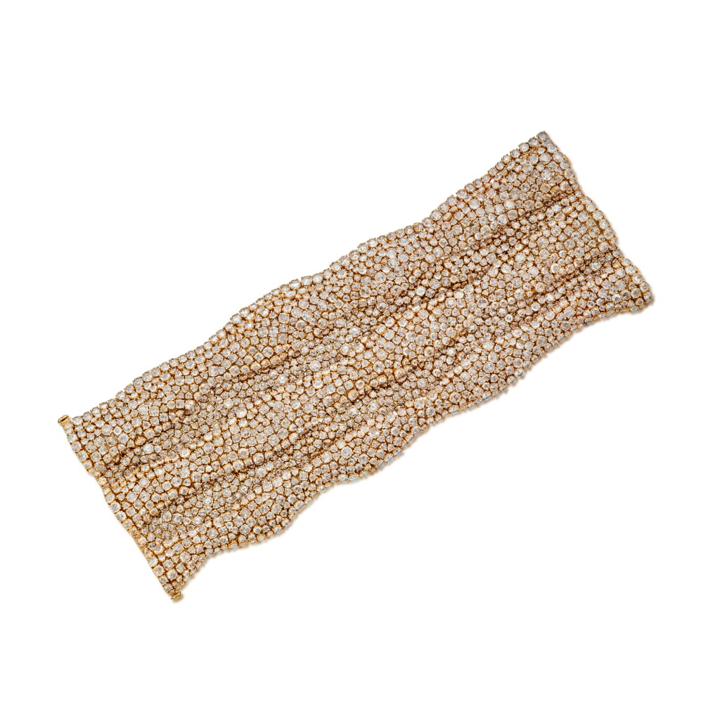 View full screen - View 1 of Lot 460. Pink Gold and Diamond Bracelet.