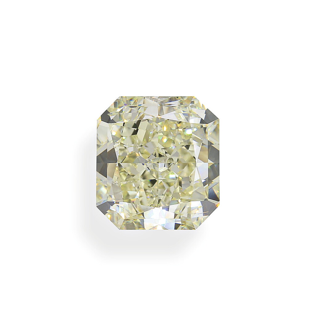 View full screen - View 1 of Lot 3. A 12.30 Carat Cut-Cornered Rectangular Modified Brilliant-Cut Diamond, Y-Z Color, VS2 Clarity.