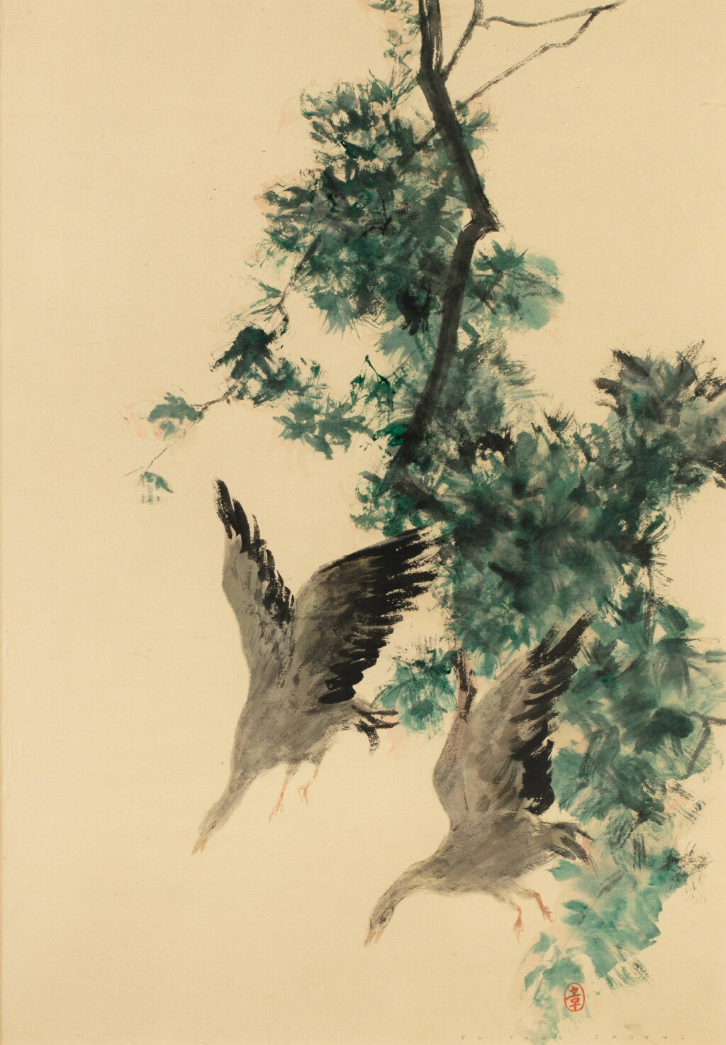 View full screen - View 1 of Lot 16. Pham Thuc Chuong (1918-1983), Flying birds | Pham Thuc Chuong (1918-1983), 飛鳥.