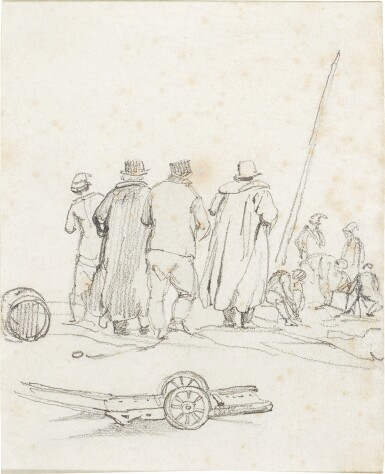 View full screen - View 1 of Lot 229. Townsfolk at the quayside watching stone workers, Dunkerque.