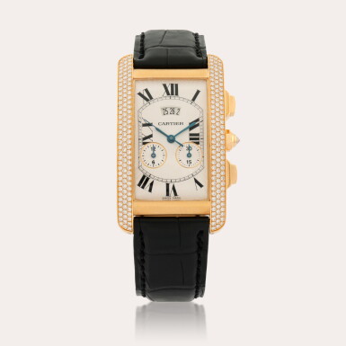 View full screen - View 1 of Lot 251. Tank Américaine, Reference 2568 | A yellow gold and diamond-set chronograph wristwatch with date | Circa 2006.