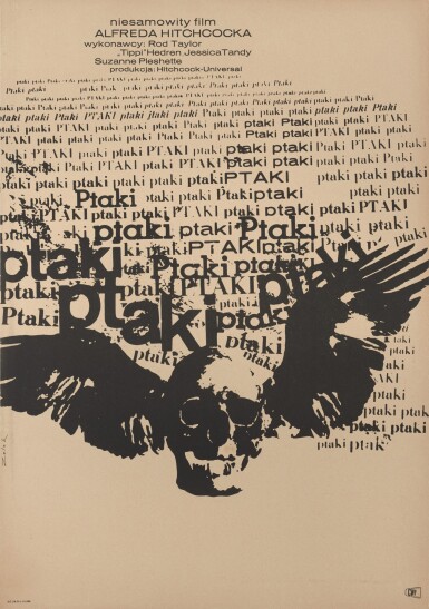View full screen - View 1 of Lot 68. The Birds/ Ptaki (1963), poster, first Polish release (1965).