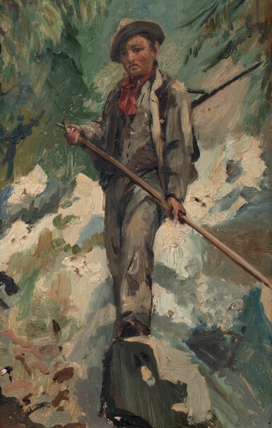 View full screen - View 1 of Lot 140. GIOVANNI GIACOMETTI | JUNGER MANN AUF FELSBLOCK.