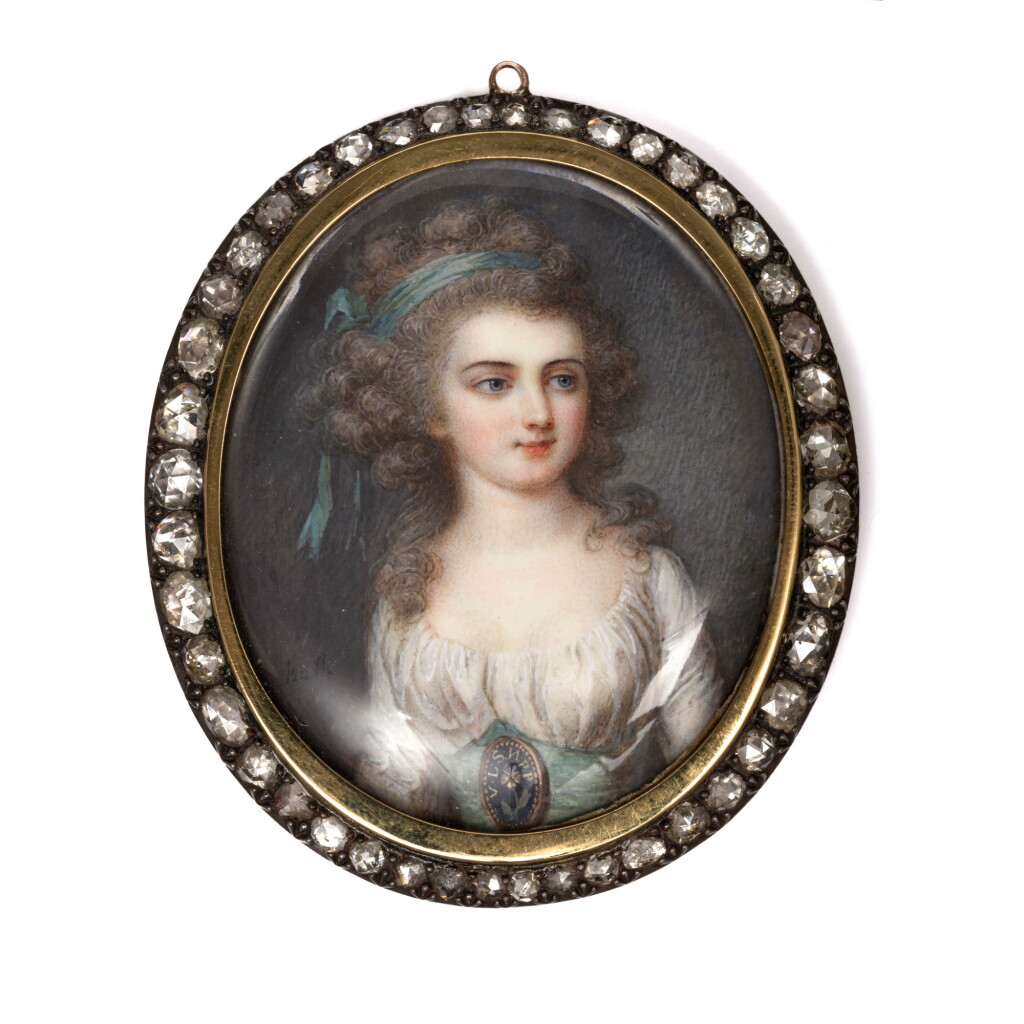 View full screen - View 1 of Lot 1217. An ivory portrait miniature, French, circa 1790.