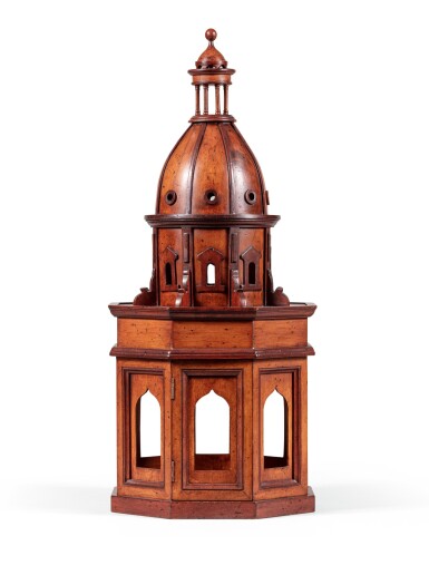 View full screen - View 1 of Lot 1. A walnut architectural modello, 20th century | Modello architectural en noyer, XXe siècle.