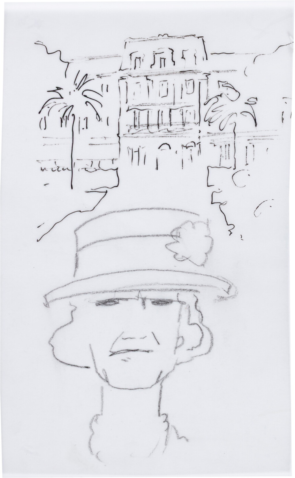 View full screen - View 1 of Lot 255. Portrait of Coco Chanel in front of the Eden Roc Hotel.