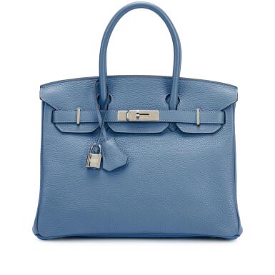 View full screen - View 1 of Lot 78. Bleu Azur Clèmence Birkin 30 Palladium Hardware, 2014.