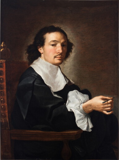 View full screen - View 1 of Lot 187. Portrait of a physician, possibly Giovanni Guglielmo Riva (1627–1677), seated half-length, holding a surgical instrument.