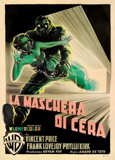 View full screen - View 1 of Lot 109. HOUSE OF WAX / LA MASCHERA DI CERA (1953) POSTER, ITALIAN.