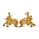 A pair of Louis XV style gilt-bronze figural chenets, late 19th century