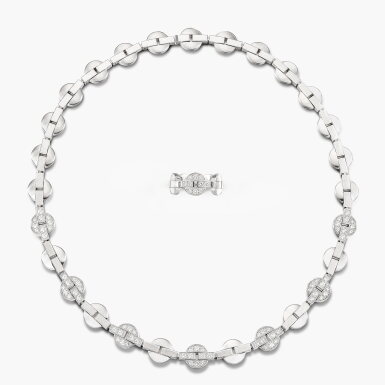 View full screen - View 1 of Lot 1343. White Gold and Diamond ‘Himalia’ Demi-Parure | 卡地亞 | 鑽石 配 K金 ‘Himalia’ 項鏈 及 戒指套裝.