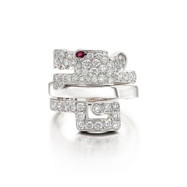 View full screen - View 1 of Lot 1749. RUBY AND DIAMOND ‘LE BAISER DU DRAGON’ RING | 卡地亞 | 紅寶石 配 鑽石 'LE BAISER DU DRAGON' 戒指 .