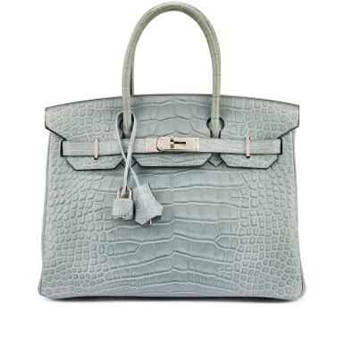 View full screen - View 1 of Lot 9668. Important Private Collection: Bleu Ciel Matte Mississippiensis Alligator Birkin 30 Palladium Hardware, 2009.