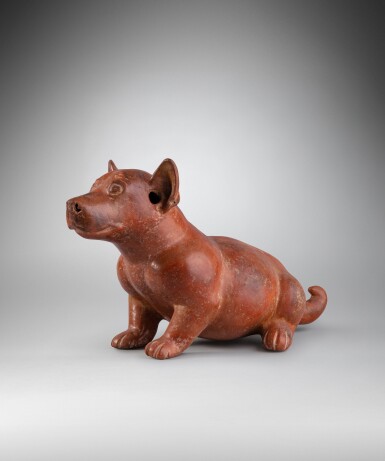 View full screen - View 1 of Lot 15. Colima Seated Dog.