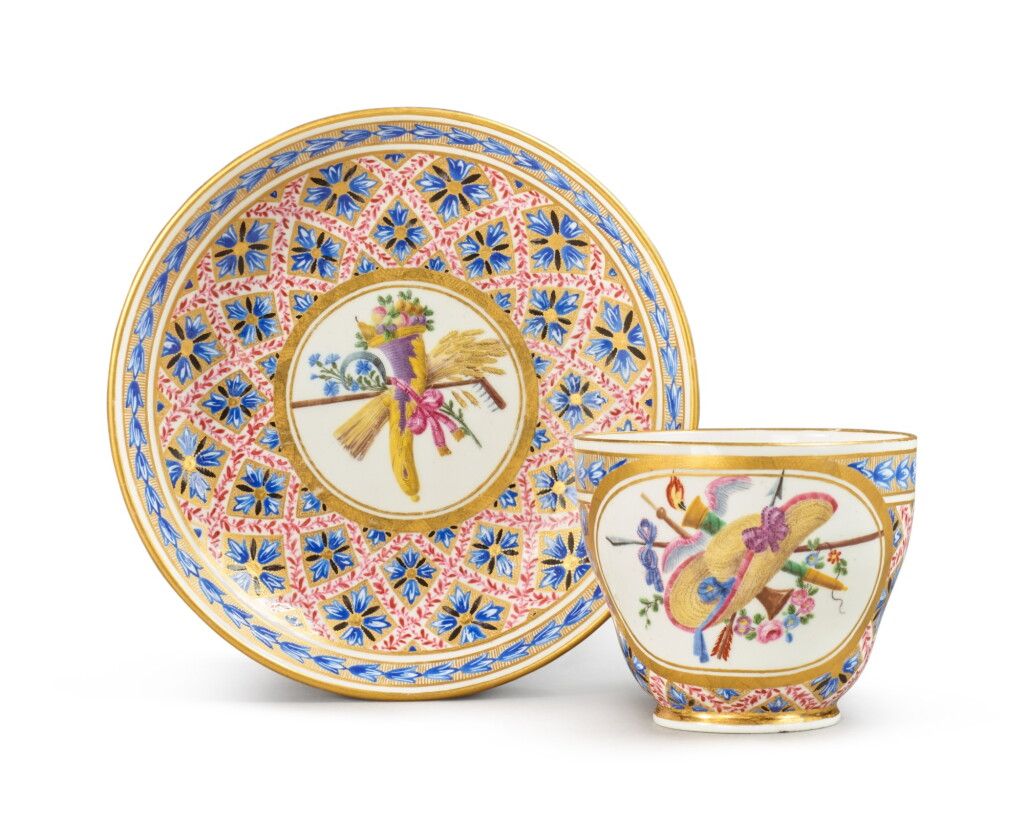 View full screen - View 1 of Lot 130. A Sèvres Cup and Saucer, Dated 1767.