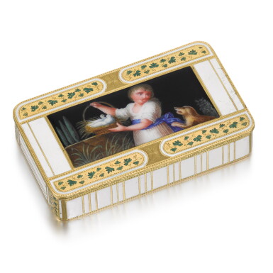 View full screen - View 1 of Lot 78. A small gold and enamel snuff box, FJ, Hanau, circa 1800.