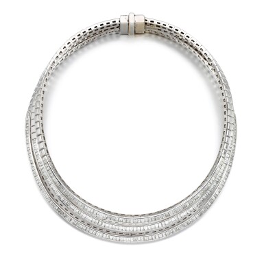 View full screen - View 1 of Lot 212. A diamond necklace.