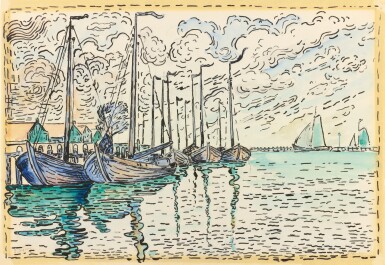 View full screen - View 1 of Lot 399. Volendam, barques de pêche.