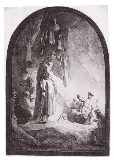 View full screen - View 1 of Lot 531. The Raising of Lazarus: the Larger Plate (B., Holl. 73; New Holl. 113).