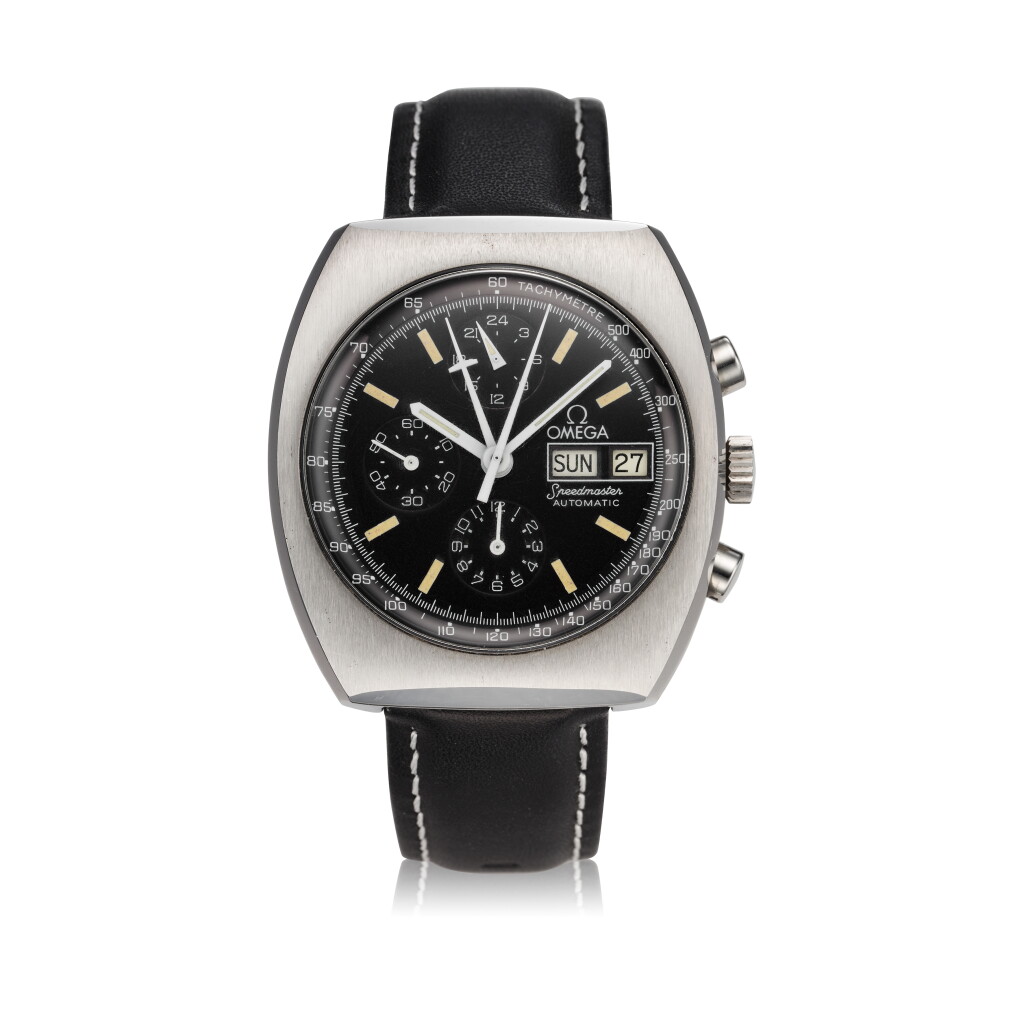 View full screen - View 1 of Lot 362. Reference 11003 Speedmaster A stainless steel automatic chronograph wristwatch with day, date and radial dial, Prototype Project Alaska III, Circa 1978.