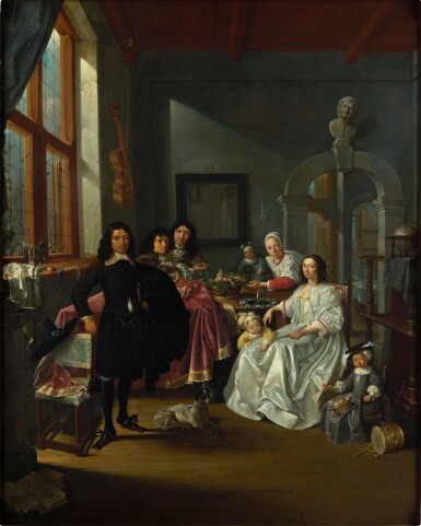View full screen - View 1 of Lot 72. A group portrait of a family in an interior | Porträt einer Familie in einem Innenraum.