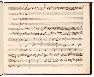 View full screen - View 1 of Lot 35. J. S. Bach. Manuscript full score of the Concerto in D minor for Cembalo, BWV 1052, first half of the C19th?.