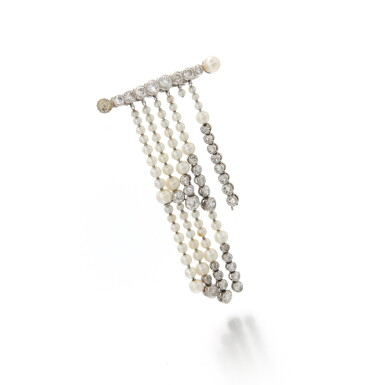 View full screen - View 1 of Lot 20. Diamond and pearl brooch (Spilla in diamanti e perle).