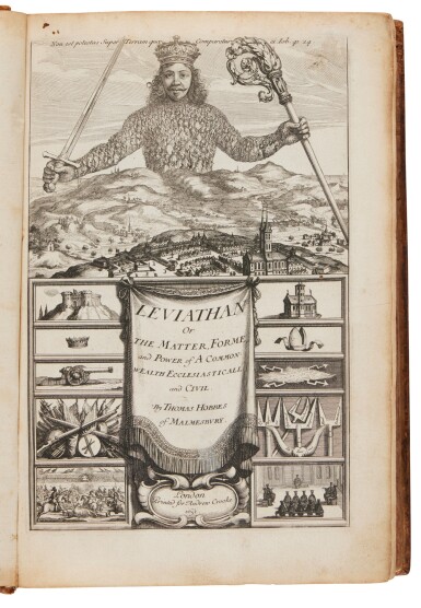View full screen - View 1 of Lot 25. Hobbes, Thomas | First edition, first issue of Hobbes's magisterial treatise of political theory.