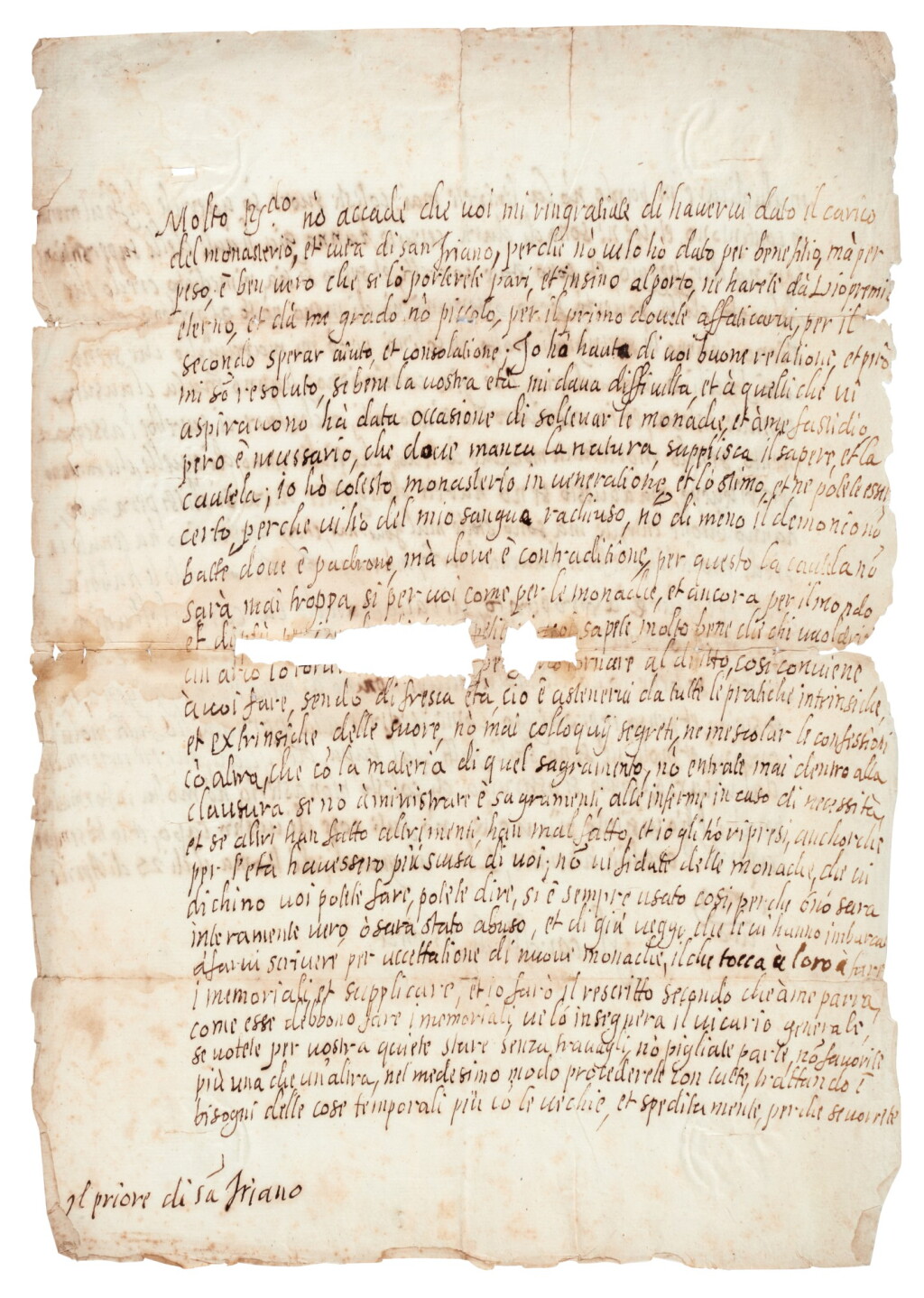 View full screen - View 1 of Lot 84. Pope Leo XI | Autograph letter signed, warning of the perils of taking charge of a community of nuns, 1603.