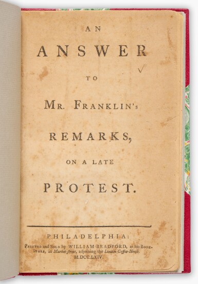 View full screen - View 1 of Lot 96. William Smith | An Answer to Mr. Franklin's Remarks on a Late Protest.