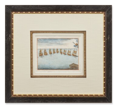 View full screen - View 1 of Lot 597. A Set of Seven Larger and Eleven Smaller framed hand-coloured prints of Maritime Scenes.