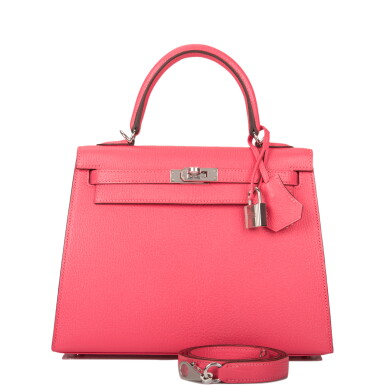 View full screen - View 1 of Lot 45. Rose Lipstick Chèvre Leather Sellier Kelly 25 Palladium Hardware, 2020.