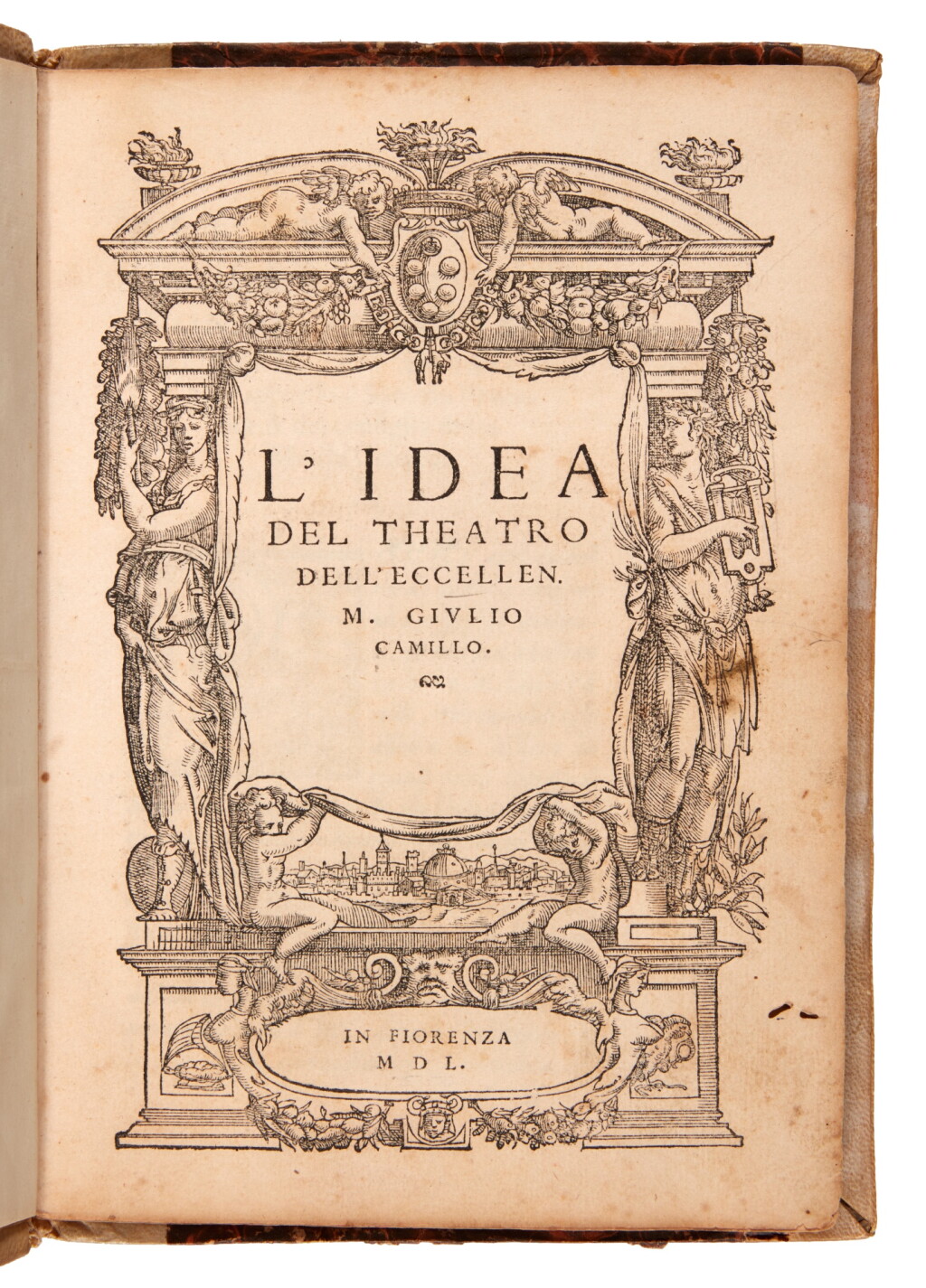 View full screen - View 1 of Lot 1618. Camillo, L'idea del theatro, Florence, 1550, nineteenth-century half vellum.
