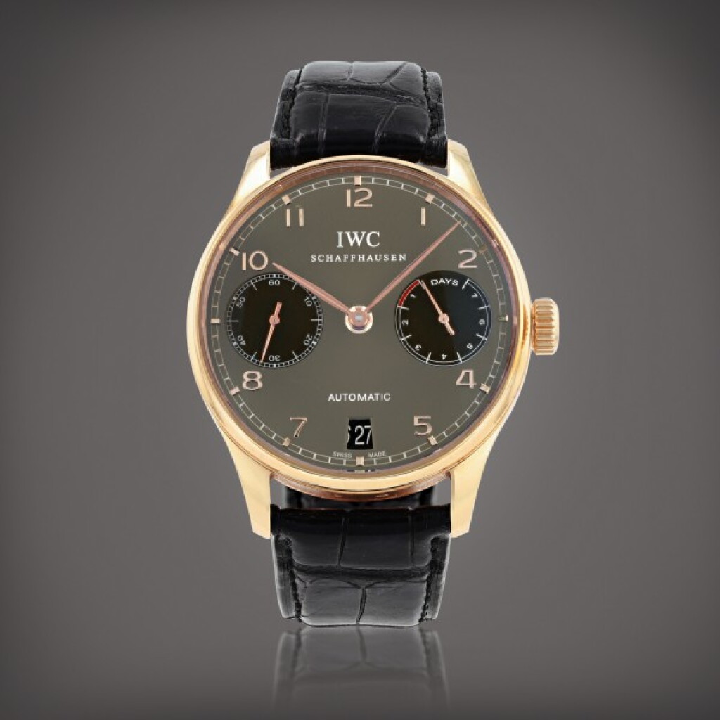 View full screen - View 1 of Lot 192. 'Dragon Year' limited edition of 888 pieces, Portugieser reference IWC5001 Montre bracelet en or rose avec date et réserve de marche de 7 jours | Pink gold wristwatch with date and 7 days power reserve Vers 2012 | Circa 2012.