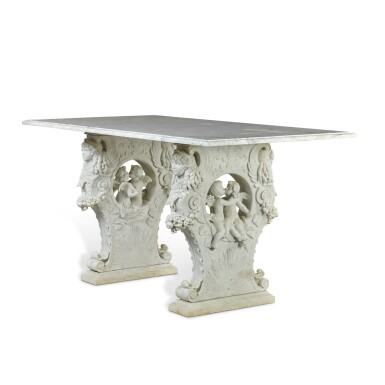 View full screen - View 1 of Lot 71. An Italian carved white marble table, late 19th/early 20th century.