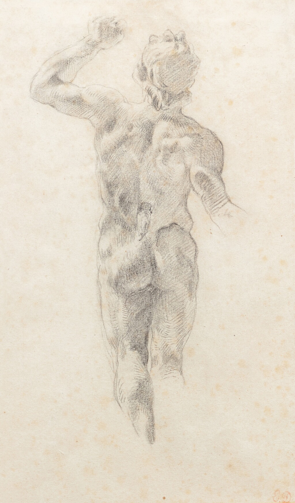 View full screen - View 1 of Lot 111. Male nude, seen from behind | Homme debout, étude de nu.