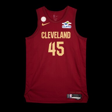 View full screen - View 1 of Lot 11. Donovan Mitchell Cleveland Cavaliers 2025-2026 NBA Tip-Off Game Worn Icon Edition Jersey | Special Edition 'All-NBA First Team' Trophy Patch.